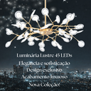 Ver imagem 2 de Lustre Teto 85cm Ramos de Árvore 45 Leds Luminária Metal Dourado Gimpo Ra-45-gold-lolli