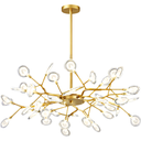 Ver imagem 1 de Lustre Teto 85cm Ramos de Árvore 45 Leds Luminária Metal Dourado Gimpo Ra-45-gold-lolli