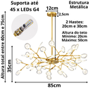 Ver imagem 7 de Lustre Teto 85cm Ramos de Árvore 45 Leds Luminária Metal Dourado Gimpo Ra-45-gold-lolli