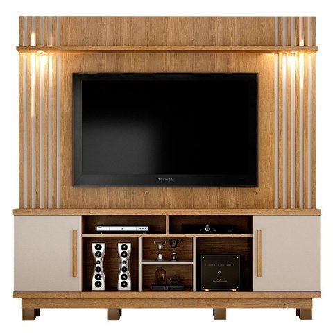 Estante Home para Tv de até 60'' Plenus Valdemóveis Cinamomo e Off White