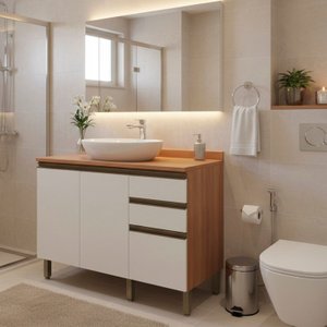 Balcão para Banheiro 1200mm 2 Portas 3 Gavetas Macadâmia