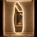 Ver imagem 2 de Espelho Orgânico Corpo Inteiro 150cm Iluminação Led Bivolt Luz Quente Neutro Fria Vidro Temperado