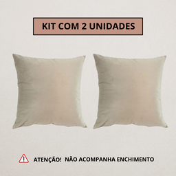 Kit 2 Capa Almofada Veludo Lisa 48x48 Ziper - Marfim - 4