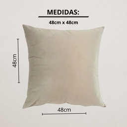 Kit 2 Capa Almofada Veludo Lisa 48x48 Ziper - Marfim - 2