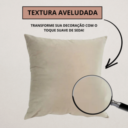 Kit 2 Capa Almofada Veludo Lisa 48x48 Ziper - Marfim - 3