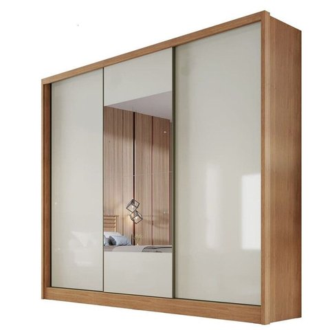 Guarda Roupa Casal com Espelho 3 Portas 8 Gavetas - Medelim-cumaru/fendi - Móveis Novo Horizonte