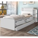 Ver imagem 1 de Cama com Auxiliar Solteiro Gavetas e Baú Branco