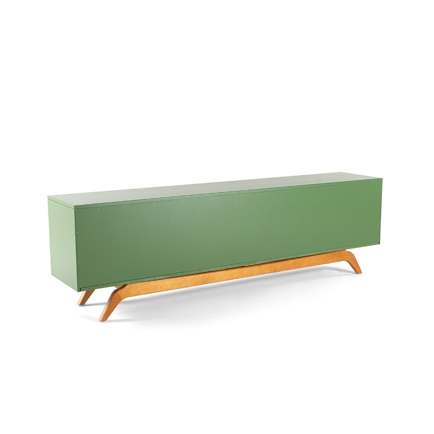 Rack Sala Tv até 75 Polegadas Ricco 180 Cm Laca Portas Palhinha Verde - 9