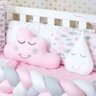 Kit Protetor Berço Nuvem Trança Americana 11 Peças Rosa - 4