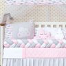 Kit Protetor Berço Nuvem Trança Americana 11 Peças Rosa - 3