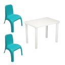 Ver imagem 1 de Kit Mesa Plástica Infantil Branca e 2 Cadeiras Azul