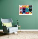 Ver imagem 1 de Quadro Decorativo Gatos Olhares Coloridos - 50x70cm:moldura Preta