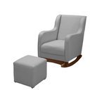 Ver imagem 2 de Poltrona de Amamentação com Balanço Linho Cinza com Puff Aquila Plus