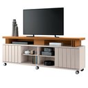 Ver imagem 1 de Rack para Sala Bancada de Tv 70 Pol. 180cm Briz H01 Off White/cinamomo - Mpozenato