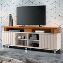 Ver imagem 2 de Rack para Sala Bancada de Tv 70 Pol. 180cm Briz H01 Off White/cinamomo - Mpozenato