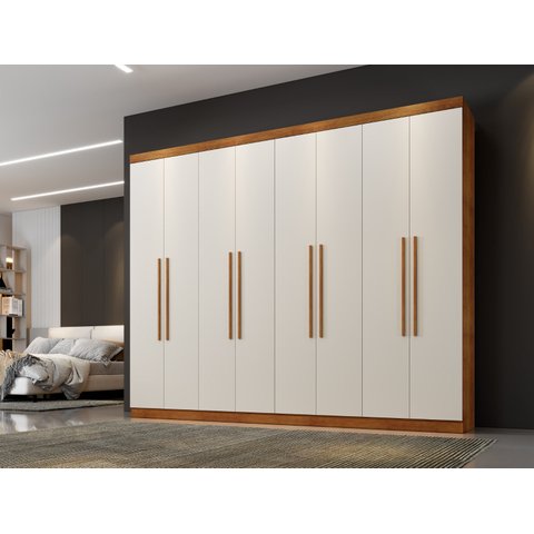 Roupeiro New Premium 8 Portas 4 Gavetas Benetil Móveis CINAMOMO/Off White