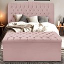 Ver imagem 1 de Kit Cabeceira e Calçadeira Baú Dunas Casal 140 Cm - Veludo Rose