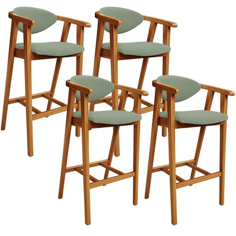 Kit 04 Banquetas Alta para Cozinha Bancada Bar Sala de Jantar Fixa Cecília L02 Bouclê Oliva - Lyam