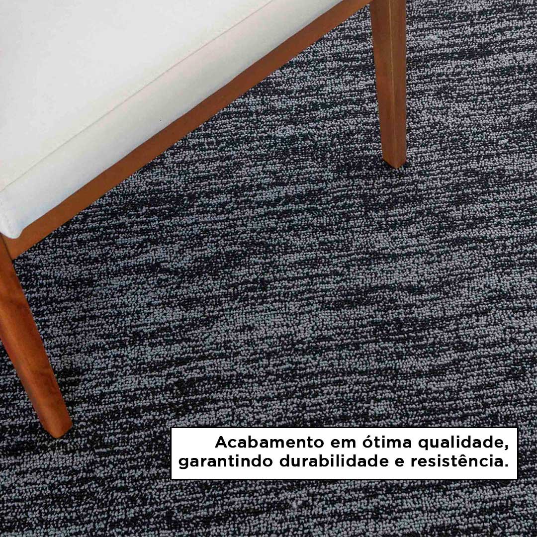 Tapete Kampur Sala Quarto 150x200 Tecido Conforto Decorativo - Chumbo e Preto - 4