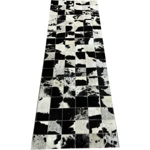 Tapete de couro preto branco malhado 0,60x1,80 s/b pç 10x10