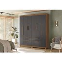 Ver imagem 2 de Guarda Roupa Casal Guarapuava 6 Portas de Bater 6 Gavetas MDP Cômoda 1 Porta Espelho Jatobá