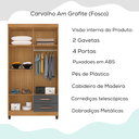 Ver imagem 3 de Roupeiro 4p 2g Moden 3565 100 Cm Carvalho Am Grafite Incp
