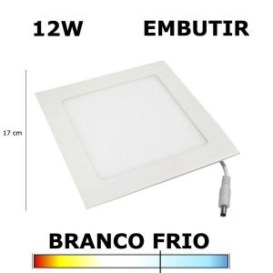 Painel Plafon LED 12W 17cm Embutir Quadrado 6000K