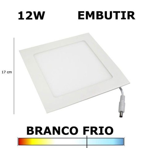 Painel Plafon LED 12W 17cm Embutir Quadrado 6000K
