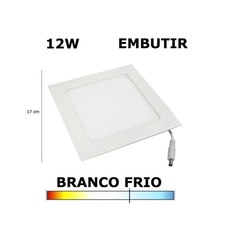 Painel Plafon LED 12W 17cm Embutir Quadrado 6000K Painel Plafon LED 12W 17cm Embutir Quadrado 6000K