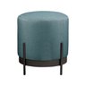 Puff Redondo Ágar em Linho e Base Metal Preto Agarb Decor:linho Azul - 1
