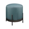 Puff Redondo Ágar em Linho e Base Metal Preto Agarb Decor:linho Azul - 2