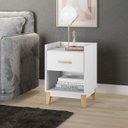 Ver imagem 1 de Mesa de Cabeceira 40 X 56 X 38 Cm 1 Gaveta 1 Nicho Pés Madeira Mdp Branco - Clicklar