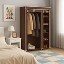 Ver imagem 2 de Guarda Roupa Cabideiro 5 Prateleira Organizadora Bolsa Sapato Lencol Toalha Praia Casa Closet Marrom