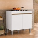 Ver imagem 1 de Balcão de Cozinha de 79 cm com Tampo para Cooktop 4 e 5 Bocas MDP Alinne Branco
