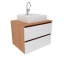 Ver imagem 6 de Gabinete Banheiro Suspenso Com Cuba Inclusa e 2 Gavetas 60cm Cor: Amêndoa com Branco