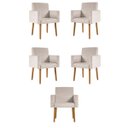 Ver imagem 1 de Kit 5 Cadeiras Poltronas Decorativa - Escritório - Recepção Cor:bege