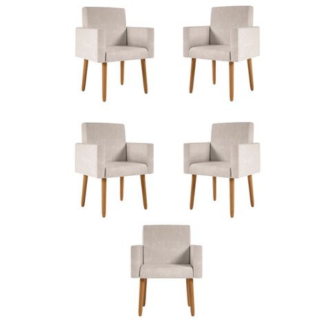 Kit 5 Cadeiras Poltronas Decorativa - Escritório - Recepção Cor:bege