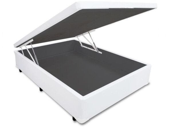 Cama Box Baú Solteirão 110x188x0,40 Inteiriço Premium Corino Branco - 2