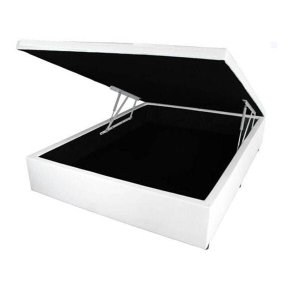Cama Box Baú Solteirão 110x188x0,40 Inteiriço Premium Corino Branco
