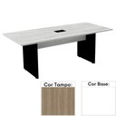 Ver imagem 1 de Mesa de Reunião com Caixa de Tomada 200 x 90 cm Pé Painel PE25 em MDP Noce Naturalle Base Branca
