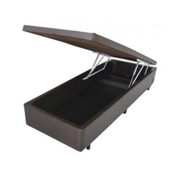 Cama Box Baú Solteiro Abertura Frontal 88x188x40 Premium Corino Marrom - 1