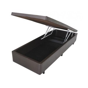 Cama Box Baú Solteiro Abertura Frontal 88x188x40 Premium Corino Marrom