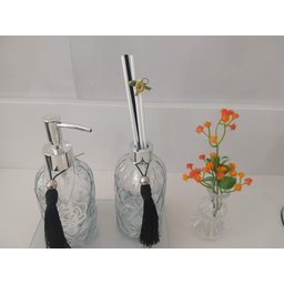 Kit para Lavabo Difusor com Varetas Saboneteira Vaso e Bandeja Espelhada - 4