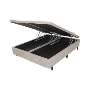 Cama Box Baú Bipartido King 193x203x 40 Premium Sued Bege