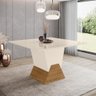 Mesa 130 x 130 cm Sala De Jantar Cozinha Quadrada com Vidro MDF Madeira Nature Branco Off White - 1