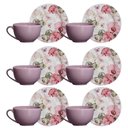 Ver imagem 1 de Conjunto de 6 Xícaras de Chá com Pires Encanto Malva - 200ml