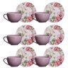 Conjunto de 6 Xícaras de Chá com Pires Encanto Malva - 200ml - 1