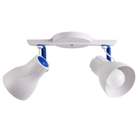 Spot Sobrepor Trilho Direcionável Octa Plus Branco c/ Azul 02 Lâmpadas E27 Bivolt Design Moderno Qua