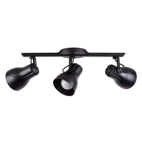 Spot Sobrepor Trilho Direcionável Octa Plus Preto 03 Lâmpadas E27 Bivolt Design Moderno Quarto/Sala