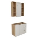 Ver imagem 2 de Conjunto de Banheiro sem Cuba 80cm Vittare Marrom/Carvalho/Branco